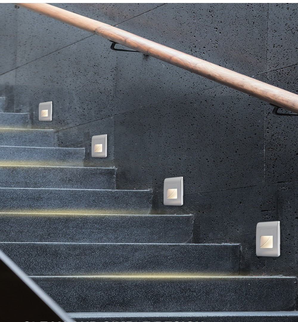 EB Brone - Led Stair Light 4 Colors PIR Sensor Recessed Footlight