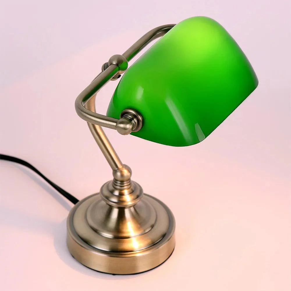 RetroLite NostalGlow Mini Desk Lamp – Vintage Metal & Glass Design