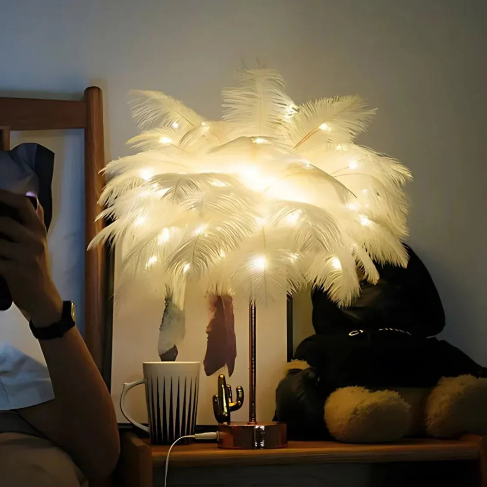 Aurora Feather Lamp – Elegant Soft Glow Lighting for Home & Decor