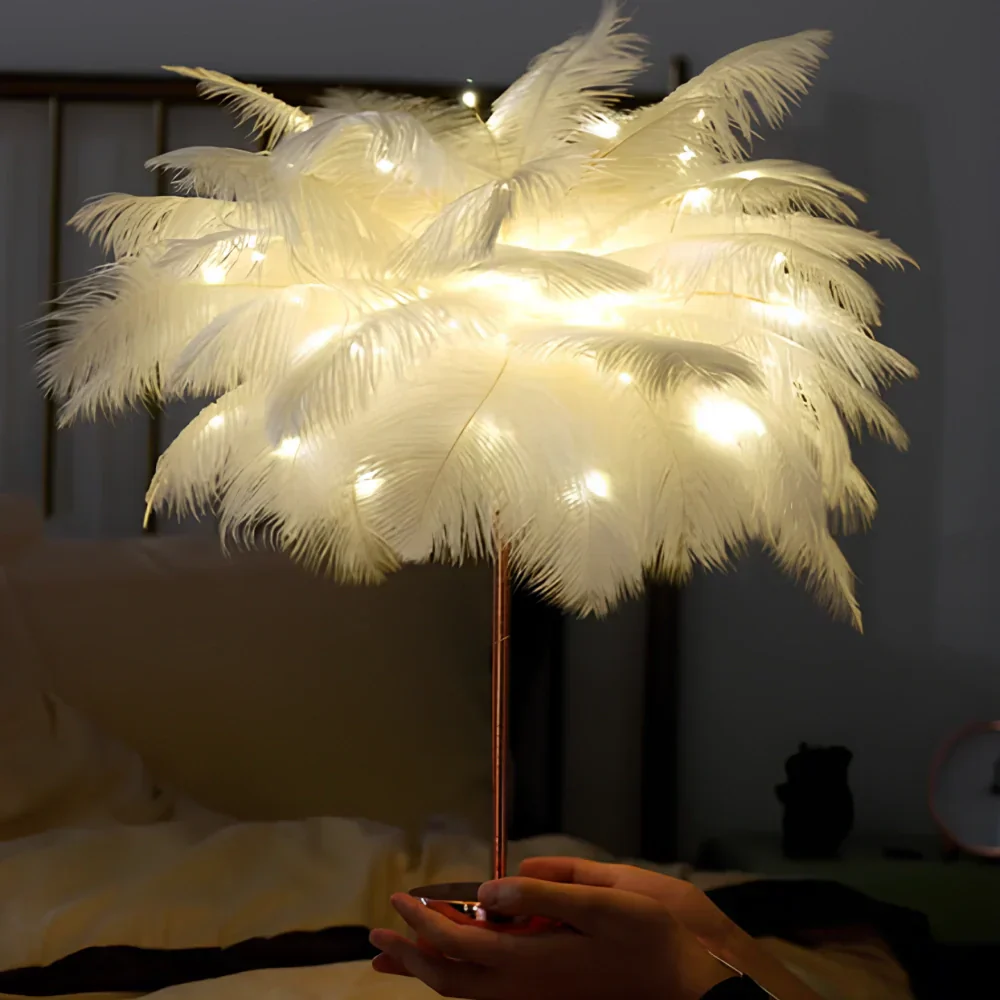 Aurora Feather Lamp – Elegant Soft Glow Lighting for Home & Decor