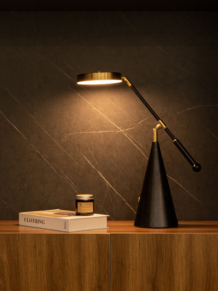 Luxurious adjustable LED table lamp with conical base