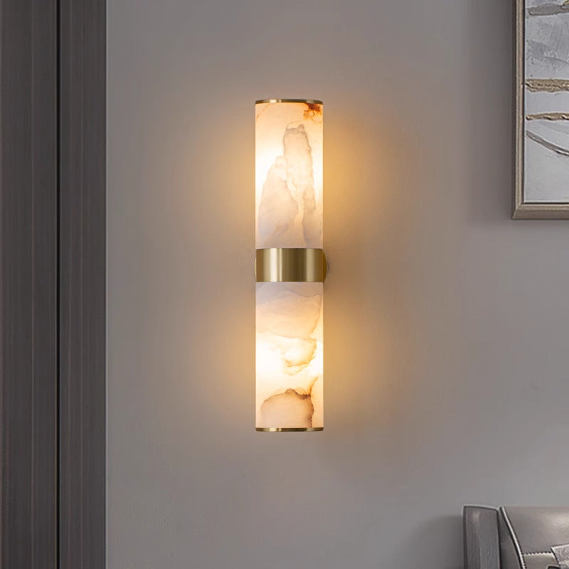 Modern alabaster and metal wall lamp – black or gold