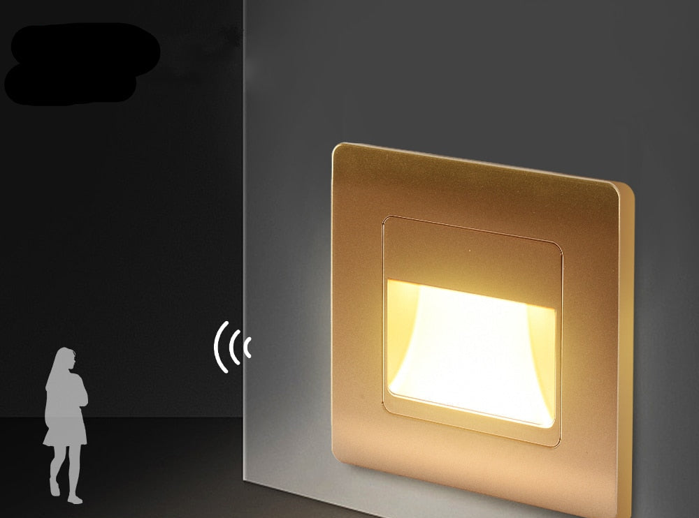 EB Brone - Led Stair Light 4 Colors PIR Sensor Recessed Footlight