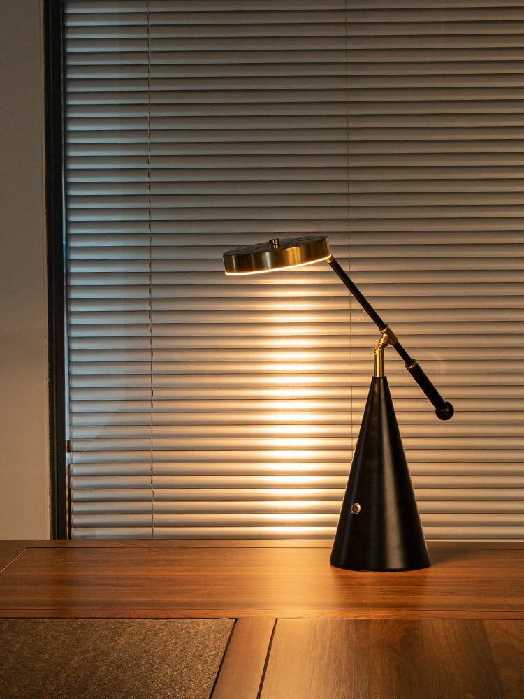 Luxurious adjustable LED table lamp with conical base