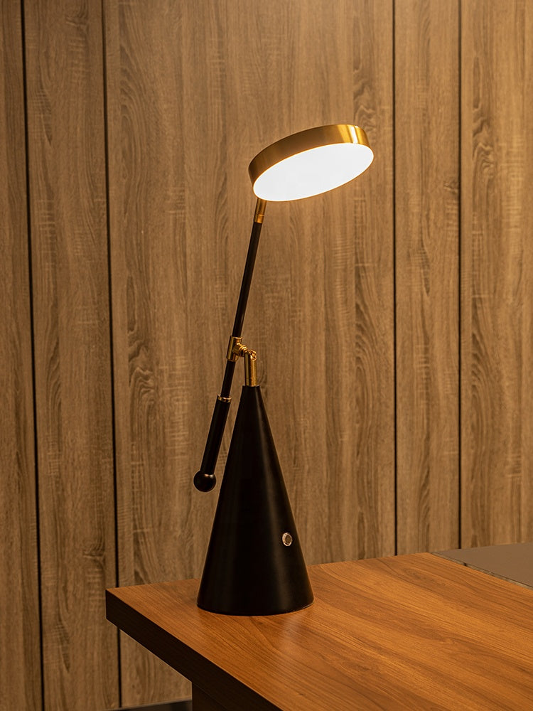 Luxurious adjustable LED table lamp with conical base