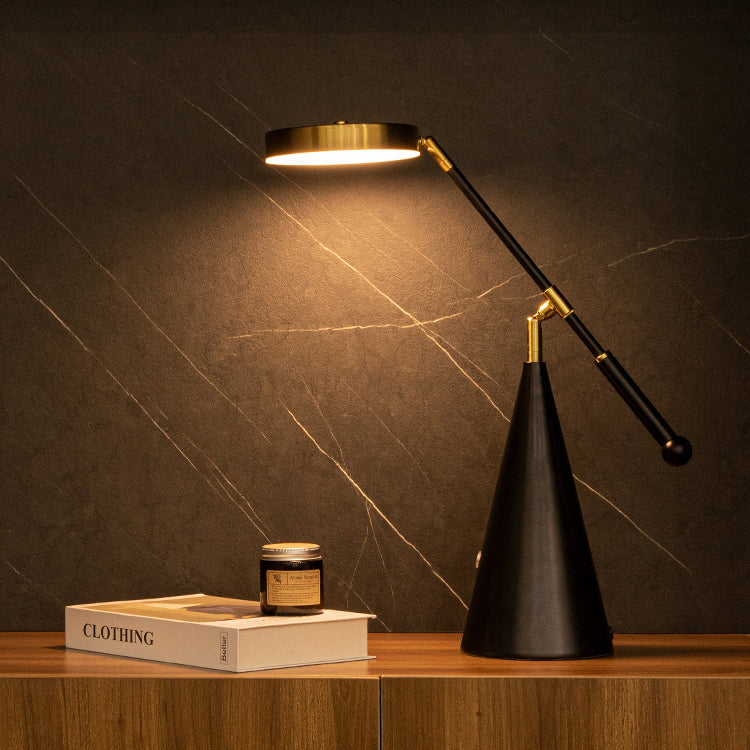 Luxurious adjustable LED table lamp with conical base