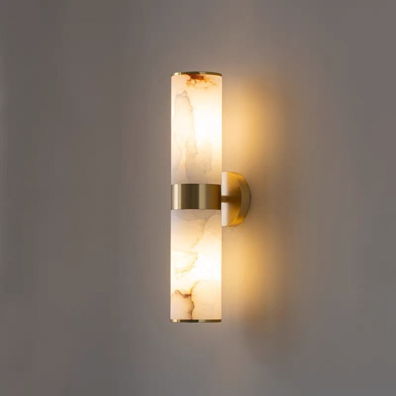 Modern alabaster and metal wall lamp – black or gold