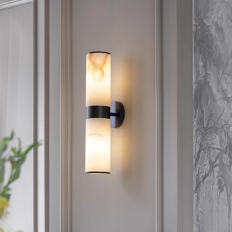 Modern alabaster and metal wall lamp – black or gold