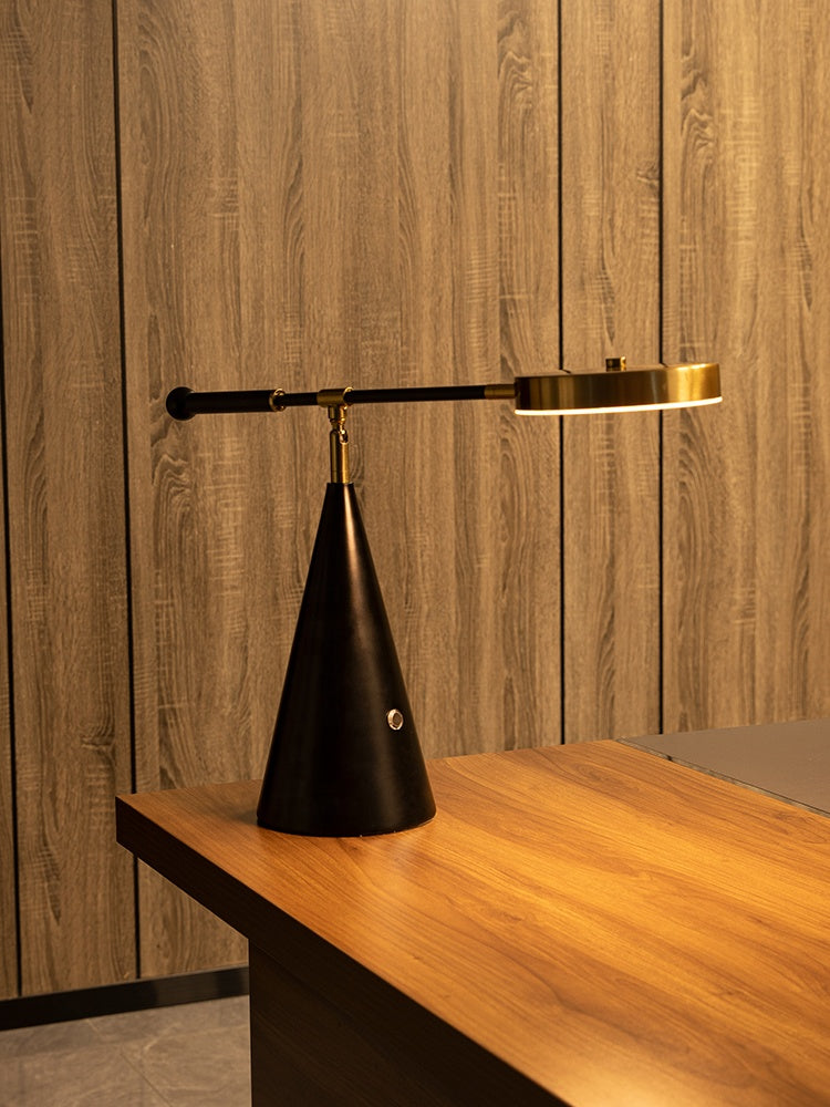 Luxurious adjustable LED table lamp with conical base