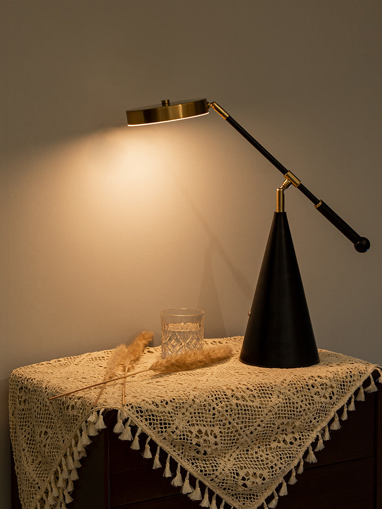 Luxurious adjustable LED table lamp with conical base