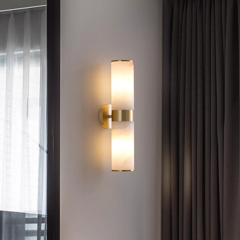 Modern alabaster and metal wall lamp – black or gold