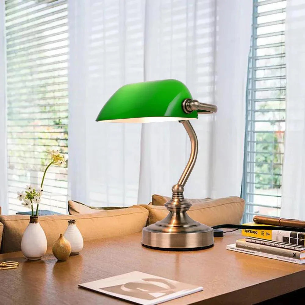 RetroLite NostalGlow Mini Desk Lamp – Vintage Metal & Glass Design