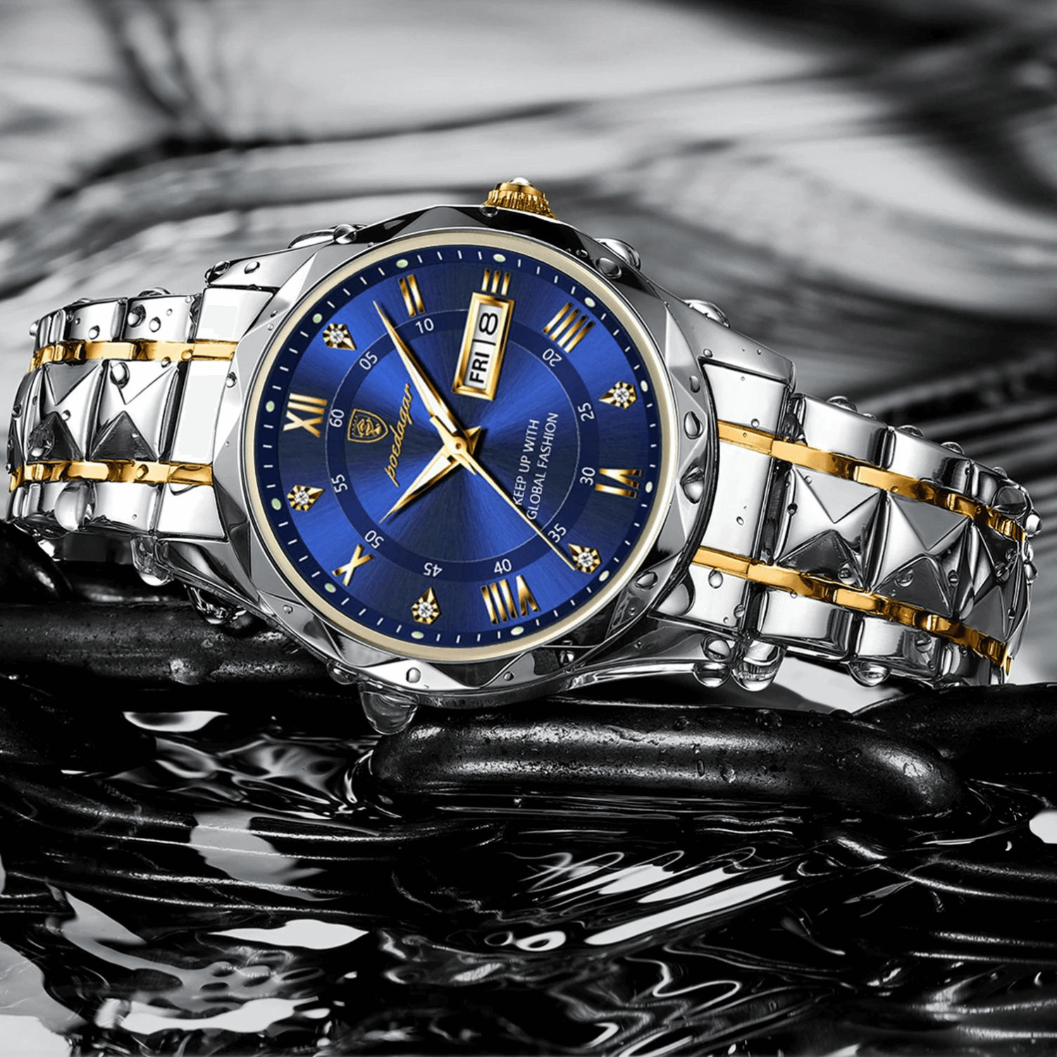 Stylish men's wristwatch made of stainless steel - Lumistel