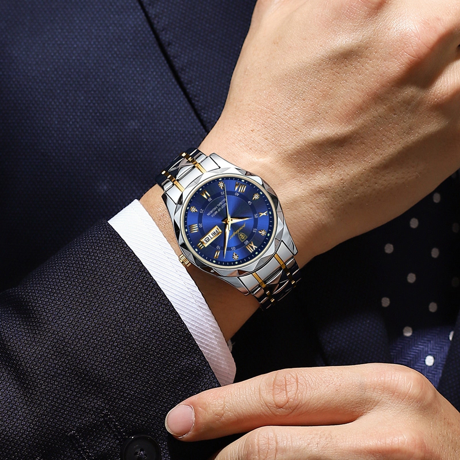 Stylish men's wristwatch made of stainless steel - Lumistel