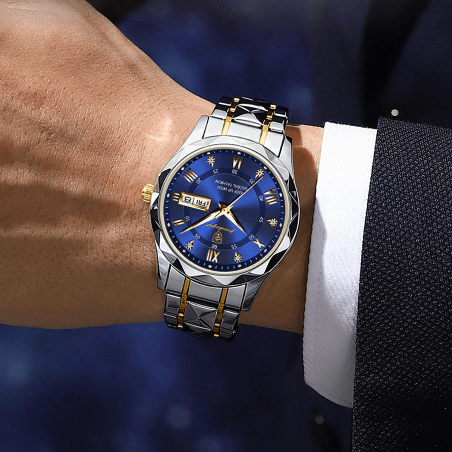 Stylish men's wristwatch made of stainless steel - Lumistel