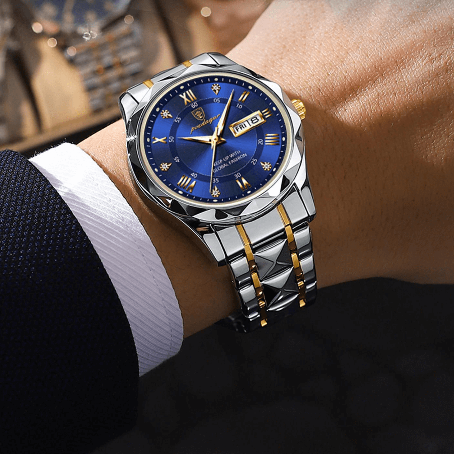 Stylish men's wristwatch made of stainless steel - Lumistel