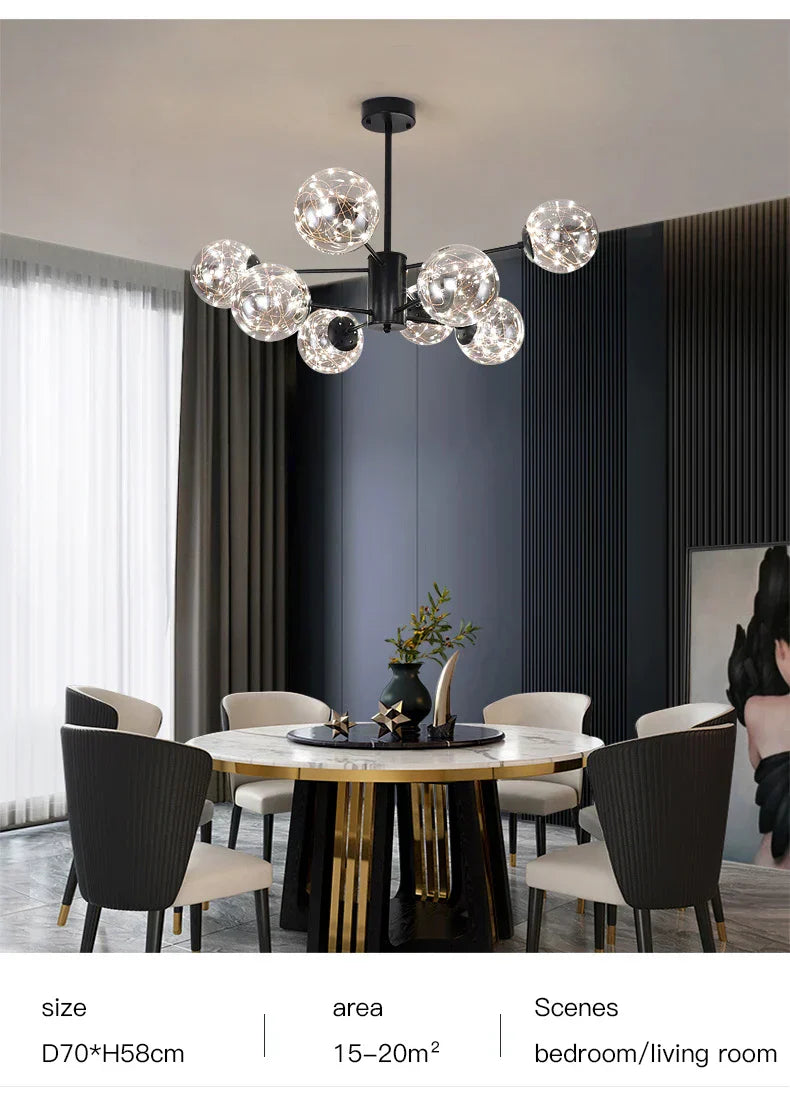 NobleLuminance - Glass Ball Chandelier