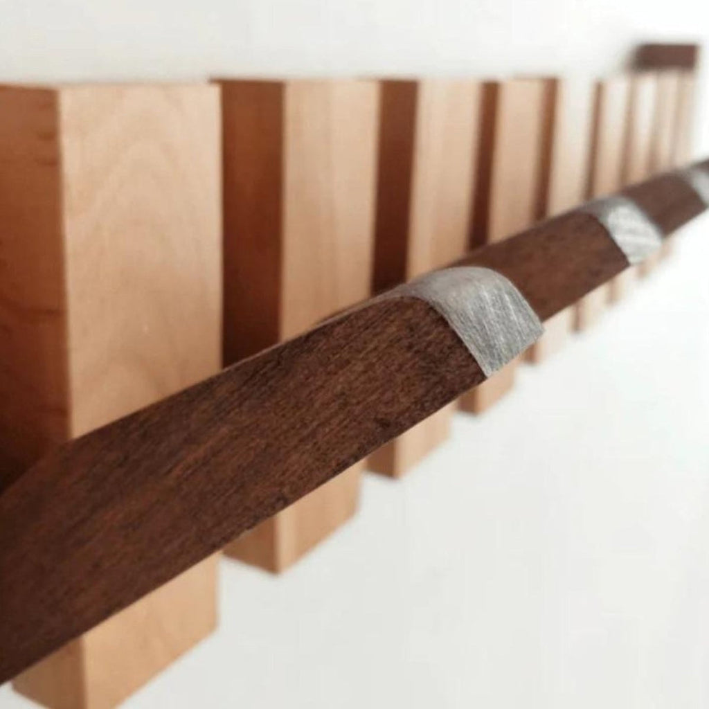 Luxury Wall-Mounted Wooden Coat Rack – Piano Design Entryway Organizer for Keys, Hats & Coats